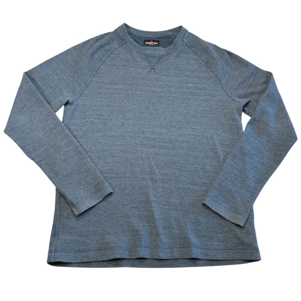 American Giant Mens Blue Waffle Long Sleeve Thermal Shirt Large Made in USA